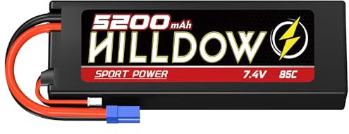 7,4V 2S Lipo Akku 85C 5200mAh RC Akku Hardcase mit EC5 Connector für 1/8 1/10 RC Fahrzeuge Car Slash RC Buggy Truggy RC Flugzeug Drone