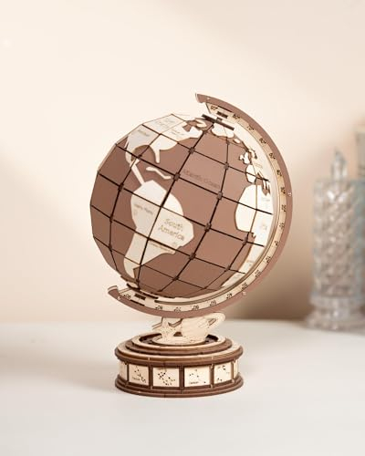 rowood 3D Puzzle Globale Wunder, Holz Globus Modellbausatz Für Erwachsene, Eigene Woodcraft-Baukreation Erschaffen, Perfekt Für Geburtstag Und Weihnachten Als Geschenk