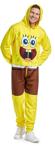 OppoSuits Adult Spongebob Onesie - Nickelodeon One-Piece Pyjamas - Loose Fit - Inklusive Taschen - Gelb