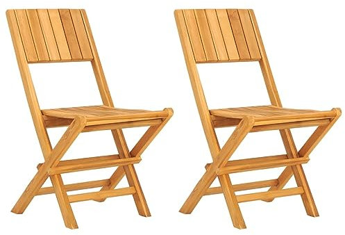 HETFTJN Essstühle Gartensessel Outdoor Esszimmerstühle Modern Balkon Sessel - Gartenstühle 2 STK. Klappbar 47x61x90 cm Massivholz Teak für Garden Balcony Terrassen Outdoor