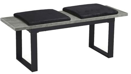 DUBI Möbel Sitzbank LEA, Esszimmerbank 120 cm mit Sitzauflagen gepolstert Holzbank für Esszimmer, Flur, Garderobe mit Metallgestell, Industrial modern Design, Beton Optik, 11301-120-BETO