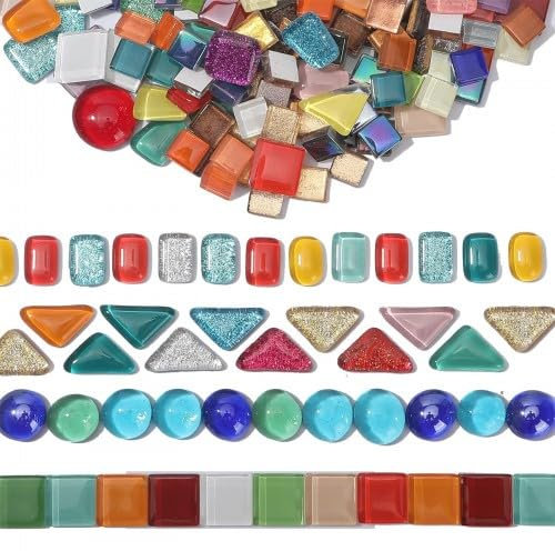 Aomhrek Kit di piastrelle in vetro per mosaico di colori misti, 20 fogli per disegni creativi