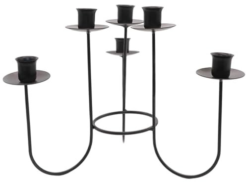 Black Candelabra,Black Candelabra 6-Candle Metal Candelabra 9.25 Tall Candlestick Holders Candelabra Christmas Tree Topper for Christmas Tree Toppers