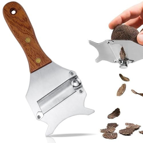 LPZMPZ Taglia Tartufo Professionale, Affetta Tartufo, Grattugia Tartufo, Lama Regolabile Tagliatartufo in Acciaio Inox, con Manico in Legno, per Tartufi, Chocolate, Verdure e Formaggi