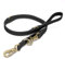 Friedagreen Elegante Sicherheits Hundeleine Vegan Leder wasserfest Karabiner mit Verschluß (Schwarz, Goldener Karabiner, 1,5cm Breit 1m-1,7m Lang)