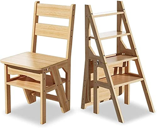 Teleskopischer klappbarer Holzleiter mit 4 Stufen, für Erwachsene, tragbar, Küchenleiter mit Schuhbank/Blumenregal