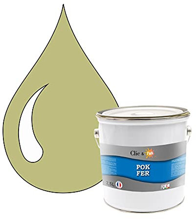 POK Peinture fer antirouille - Laque extérieure Semi-Brillante FER - 2,5L - RAL 1000 Beige vert