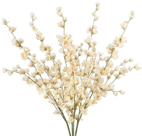 IPOPU Künstliche Ritterspornblumen, 5 Stück, künstliche Rittersporn, 115,8 cm langer Stiel, Seidenblumen für hohe Vasen, Tischdekoration, Hochzeit, Heimdekoration (Champagner)