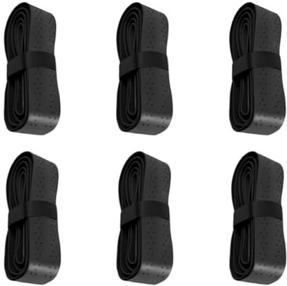 6 Stück Schwarz Griffband Badmintonschläger,Tennis,Badminton,Griffbänder, Tennisschläger,Grip,Tape,Selbstklebend,Anti-Rutsch,Badmintonschläger,Racket,Soft,Tapes,Overgrip für Badminton,Squash Schläger