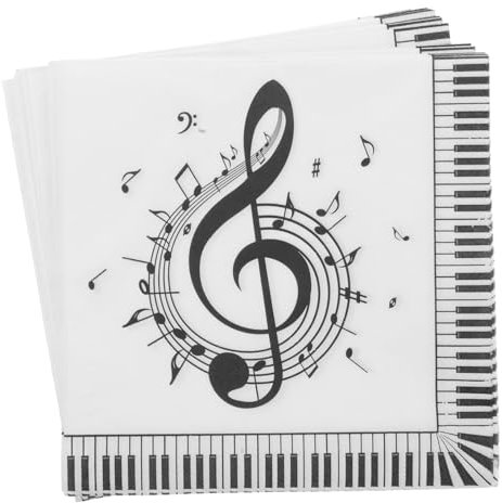 DEARMAMY Musikservietten 20 Stück Einwegservietten Mit Musiknoten Für Partys Geburtstag Dekoration Hygienepapier Seidenpapier Für Tisch Und Event