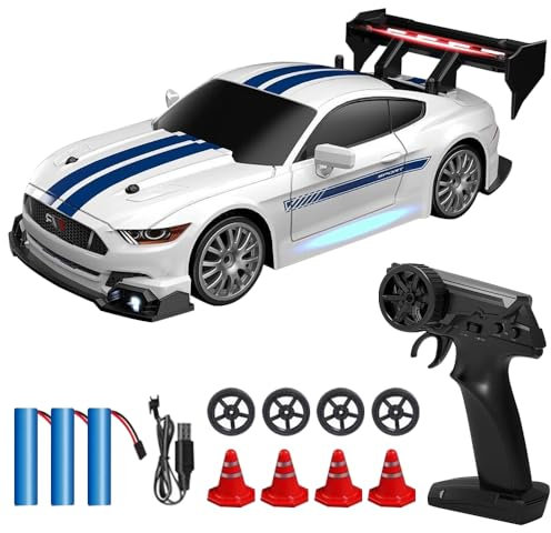CLIUNT RC Drift Car, 1:24 Drift Auto Ferngesteuert, 4WD 30km/h Mini Drift Car mit LED-Lichtern, 2,4Ghz High Speed Racing Sport Toy Cars für Jungen Mädchen und Erwachsene Geschenk