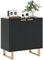 HOMCOM Buffet Salon Meuble de Rangement Style Moderne avec étagère réglable, Placard à 2 Portes cannelées, Pieds en métal, Buffet Salle à Manger, Salon et Cuisine, 76,5 x 39 x 77 cm, Noir