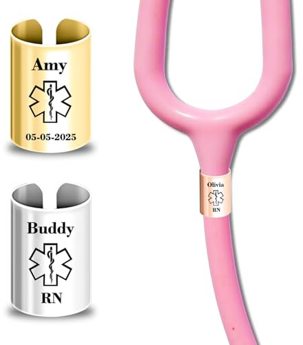 Stethoskop-Namensschild personalisiert, Stethoskop-Anhänger, individuelles Krankenschwester Zubehör mit eingraviertem Text, Geschenk für die Krankenschwestern und Ärzte (Namensschild – Stahl)
