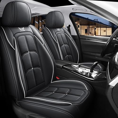 RuiHao Auto Sitzbezüge für Ford Focus MK3 2015-2018,Leder Allwetter Komfortabler Sitzbezüge,Wasserdicht Verschleißfest Autositzbezüge Innenraum Zubehör,D/BlackGrey