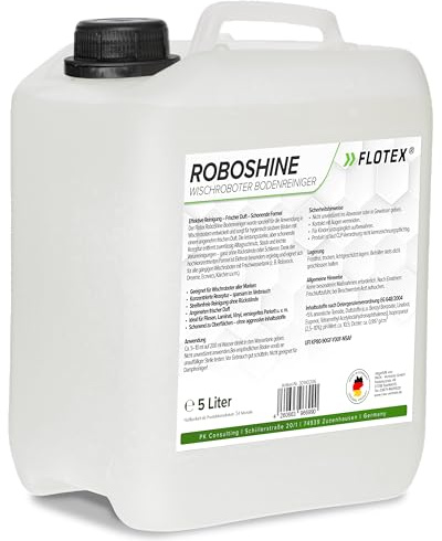 Flotex RoboShine Wischroboter Bodenreiniger 5L I Hocheffektives Reinigungsmittel für Wischroboter I Universelles Putzmittel für Wischroboter zur Reinigung von Fliesen, Laminat & versiegeltem Parkett