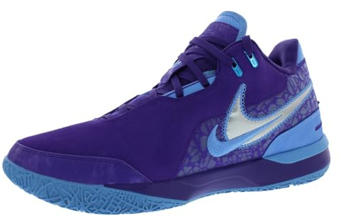 Nike Men's Lebron NXXT Gen AMPD Basketball Shoes, Field Purple/Metallic Silver, 8 UK