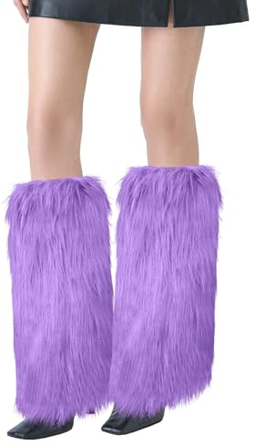 XEPST Damen Kunstpelz Beinwärmer Plüsch Beinwärmer, Mädchen Furry Fuzzy Beinwärmer Winter Stulpen Damen für Winterwärmer Karneval Halloween Fasching Mottoparty Verkleidung