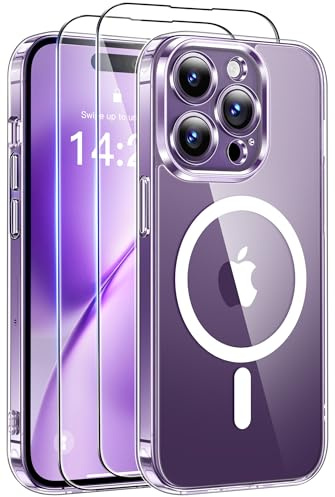 Qasyfanc for iPhone 14 Pro Max Case，Screen Protectors X2，Clear | [Anti-Yellowing], Compatible with MagSafe, Full Camera Protection, Shockproof Drop-Proof Cover for iPhone 14 Pro Max 6.7