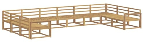 vidaXL Outdoor-Sofagarnitur 10 pcs Weiß Massivholz Akazie, Moderner Garten-Sofa, strapazierfähige Lounge, Elegantes Patio-Sofa, Sitzplatz im Garten, Möbel für Poolbereich