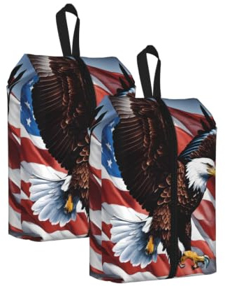 Adler mit USA-Flagge, Unisex, Reise-Schuh-Aufbewahrungstasche, Camping, leicht, tragbar, Organizer-Tasche, 2 Stück., Eine Größe, Taschen-Organizer