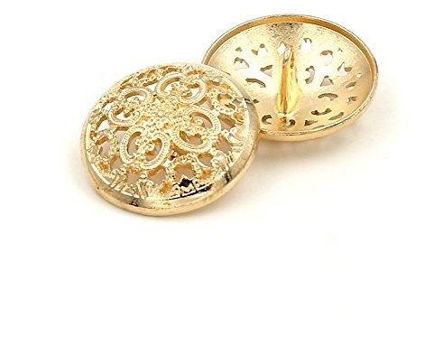 10PCS Kleidung Knopf - Retro Hollow Sewing Button Shank Runde Geformte Metall Button Set für Männer Frauen Blazer, Mantel, Uniform, Hemd, Anzug und Jacke (Gold, 25mm)