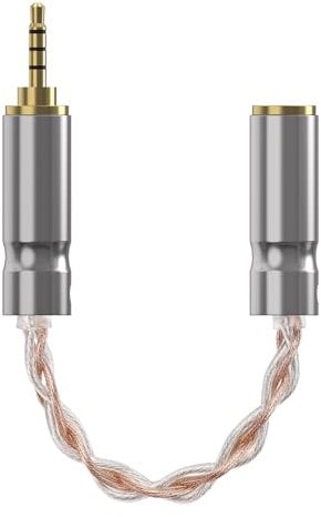 GEEKRIA 2.5mm Balanced Male to 3.5mm Balanced Female Headphones Adapter, Copper and Silverplated Upgrade Cable Conversion Audio Dongle Cable (0.47ft)