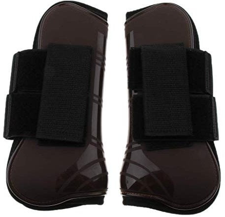 Backbayia Horse Riding Boots Protective Leg Warmers Horse Tendon Protective Shoes Clothing (Brown)