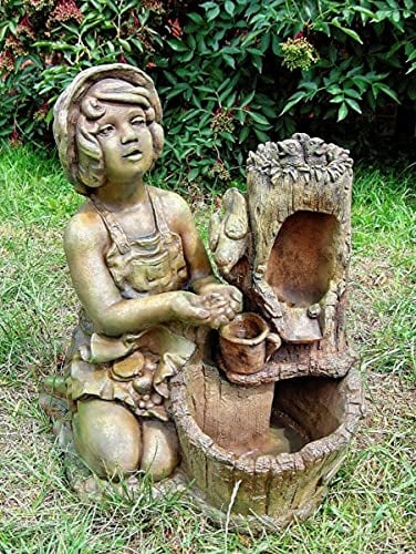 Casa Padrino Deko Gartenbrunnen Grün/Braun H. 59 cm - Luxus Kunststein Brunnen