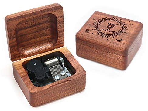Youtang Lalaland Spieluhr, Walnussholz, Spieluhr, zum Aufziehen, Goldmechanismus, Geschenkbox für Weihnachten, Geburtstag, Valentinstag