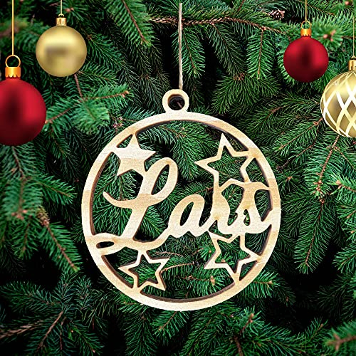 Pet-Jos Personalisierte Namen oder Wunschtext Weihnachtsbaumschmuck Weihnachtsdeko aus Holz Weihnachtsbaum Deko Weihnachtsdekoration Ornament Holz Christbaumschmuck Mit Hanfseil