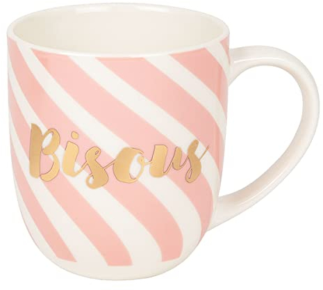 DRAEGER PARIS 1886 | Mug Rose en Céramique Bisous 320ml avec Message à l'Or | Idée Cadeau pour Amis, Couple, Famille | Mug Café Chic avec Coffret Cadeau Élégant | Lavable Lave-Vaisselle