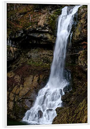 artboxONE Poster mit weißem Rahmen 18x13 cm Natur Brown giessbach Waterfall - Bild geissbach Cascade Cliff
