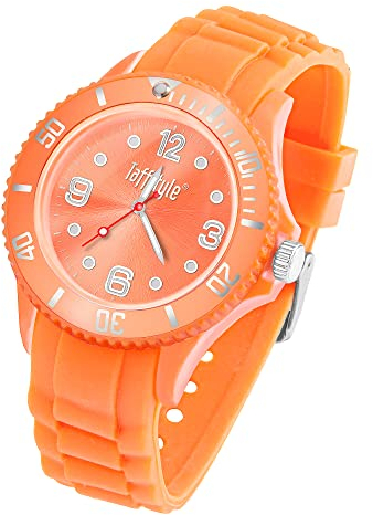 Taffstyle Armbanduhr Silikon Analog Quarz Uhr Farbige Sport Sportuhr Damen Herren Kinder Unisex 39mm Orange