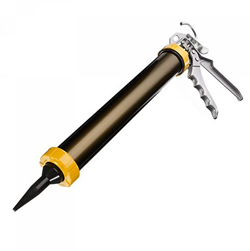 sourcing map Manual Sausage Caulking Gun, Stainless Steel Sealant Cartridge Tube Caulk Applicator 600ml/20oz, 12:1 Thrust Rate with Cones Nozzles, Champagne