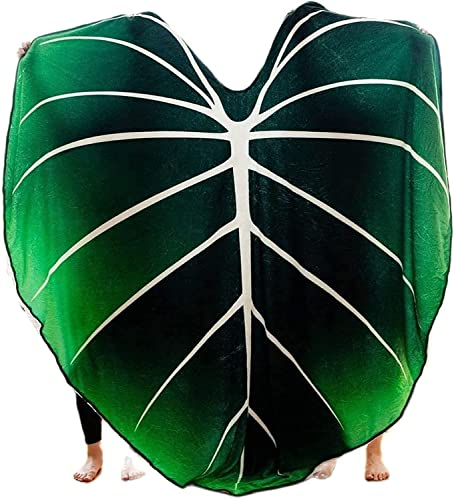 ZMURED Blattdecke, große grüne Blattdecke, weicher Plüsch-Flanell-Überwurf, dekoratives Blätter-Design für Pflanzenliebhaber, Bett, Couch und Sofa (152 x 228 cm)