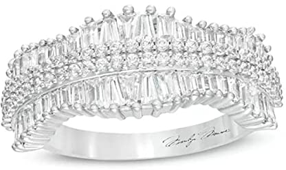 Aotiwe Ringe Damen Kleine Größe, Ring Damen Verlobungsring Voller Diamantring Silber mit Weiß Trapezschliff Zirkonia Größe 54 (17.2)