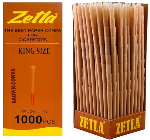 Zetla 1000 Cones King Size Brown - Vorgedrehte Joint Tubes - Conische Tubes mit Filter (109 x 20 mm) - Joint Cones King Size - Vorgedrehte Papers