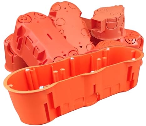 5x 3-fach Unterputzdose, Gerätedose, Schalterdose, Abzweigdose Orange Unterputz UP HW Ø68 x 204 x 60 mm Tiefe, Zum Einbau von Schaltern & Steckdosen, PK60-42WPG 5st.