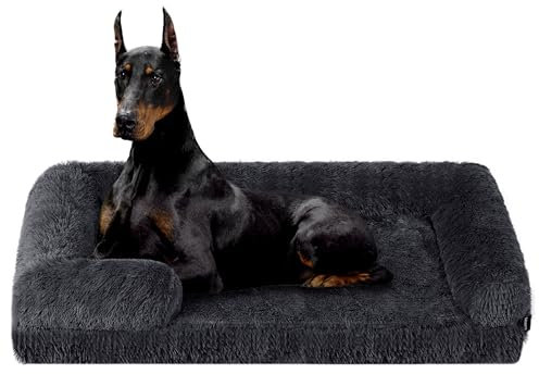 HMTOPE Orthopädisches Hundebett, Hundesofa, hohen Rand, Hundekissen, Hundekorb, Abnehmbar und waschbar, Grosse Hunde, 120 x 85 x 22 cm, Dunkelgrau