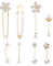 KGDUYC Damen Brosche Pin - 8 pcs Pullover Schal Clips Kunstperlen Brosche Pins Strass Brosche Set Gold Brosche mit Perle Damen Broschen für Kleidung Sicherheitsknopf Brosche für Frauen Kostüm