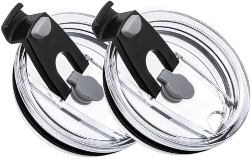 20 oz Tumbler Lids, 2 Pack Spillproof Splash Resistant Lid for Yeti,Beast,Juro,Ozark Trail,Atlin,Coffee Mug and More Cooler Cup,Covers for 20 Ounce Tumbler (Black, 20 OZ)