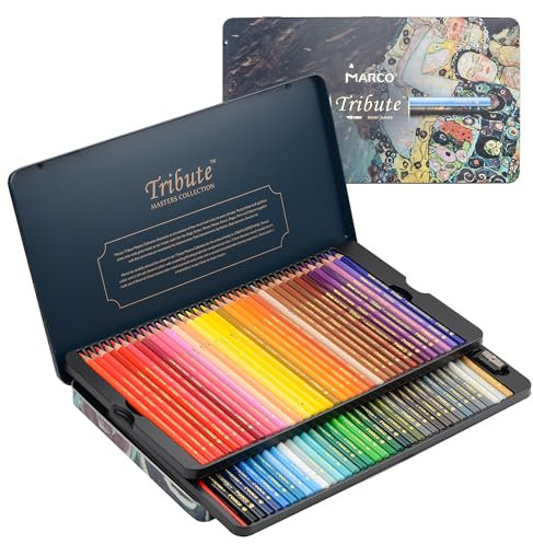 MARCO Buntstifte für Erwachsene zum Ausmalen -Wasserlöslicher Stift 72 Farben Buntstifte Set,überlappbar bis zu 10 Schichten,Malstifte Set Holzstifte Kinder mit Eisendose, Pinsel und Schärfgerät
