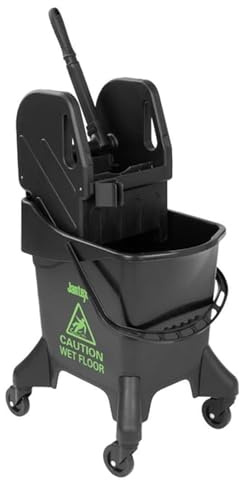 Jantex Commercial Tall Mop Bucket and Wringer 21L, Green Print, 21 L | Saves time with efficient water extraction while smooth-rolling swivel casters ensure effortless maneuverability.