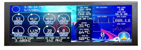 VSDISPLAY Mini Monitor IPS de 7.84 Pulgadas 1280 x 400 Pantalla LCD, como PC/computadora/Velocidad de Temperatura CPU GPU Pantalla Secundaria
