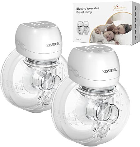 Tire Lait Electrique Révolutionnaire 193g - KISSBOBO Tire Lait Electrique Main Libre sans fil Savec 3 Modes 9 Niveaux,Confort optimal avec fonction minuterie 21/24 mm (Blanc 2 Pièces)