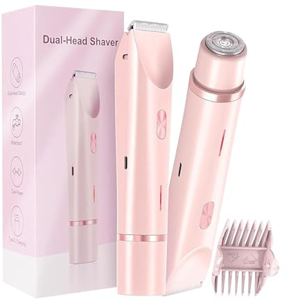 Afeitadora eléctrica para mujer de 2 en 1, de doble cabeza, impermeable, para uso en húmedo y seco, recortador de vello corporal para mujer y removedor de vello facial para axilas, piernas, brazos