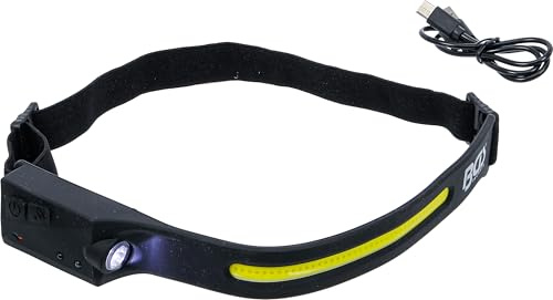 BGS 85355 | COB-LED Stirnleuchte | mit Bewegungssensor | USB-C-Ladebuchse | Li-Ion-Akku 1200 mAh | Leuchtdauer 3,5 h | XPE-LED-Spotlicht | elastisches Stirnband