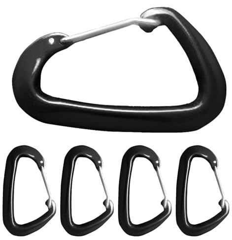 Carabiner Clip - 3.15 Inch Clip | Aluminum Buckle | Keyring D Buckle - 5 Pack Heavy Duty D Shape Buckles for Climbing Hiking Camping Outdoor Travel Secure Keychains Backpack Gear