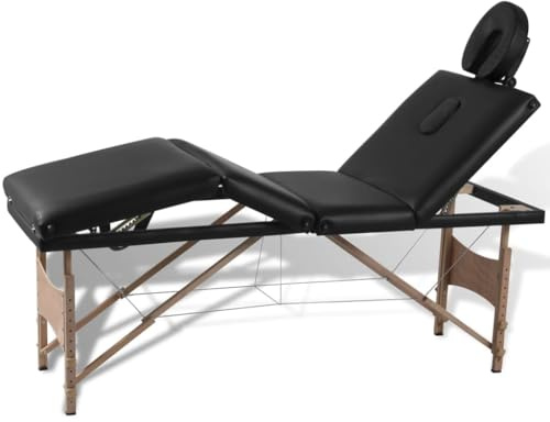 RCODSSK Klappbare 4-Zonen Massageliege mit Holzgestell für Profis, Faltbarer Massagetisch mit Kopfstütze und Tragetasche