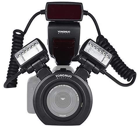 YONGNUO YN24EX E-TTL Macro Speedlite 5600 K + 2 Blitzköpfe + 4 Adapterringe für Canon EOS 6D 1Dx 5D3 7D 70D 80D Kameras